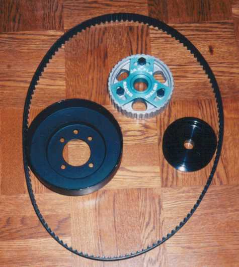 pulleys and a timing belt